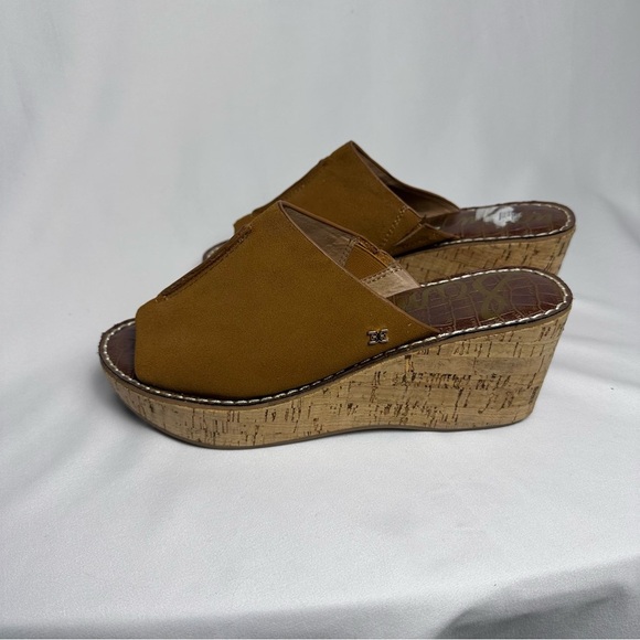 SAM EDELMAN Ranger Cork Wedge Brown Platform Open Toe Sandals sz 8.5 - Picture 2 of 11